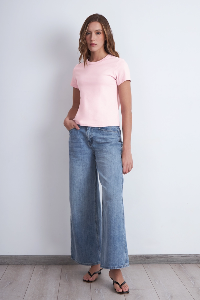 POLERA CUELLO REDONDO MANGA CORTA ROSADO MUJER NICOPOLY - 2