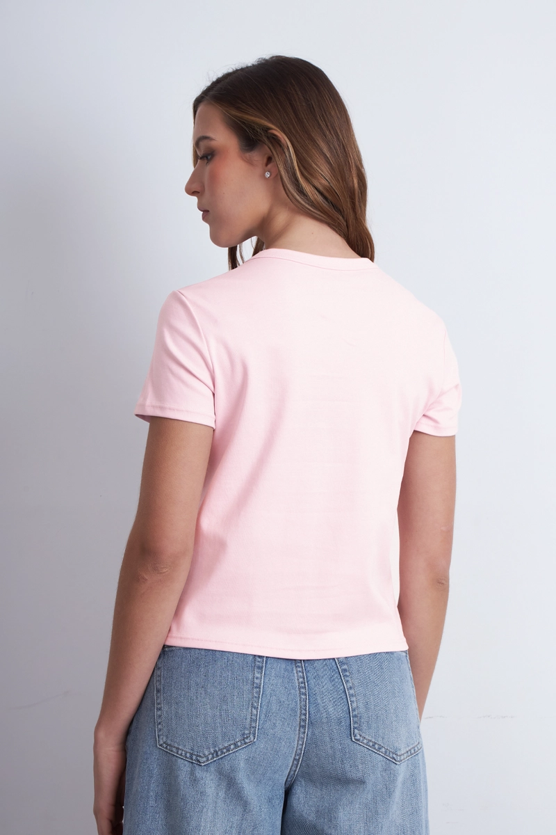 POLERA CUELLO REDONDO MANGA CORTA ROSADO MUJER NICOPOLY - 4