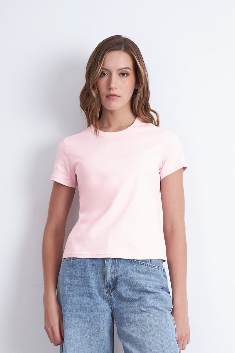 POLERA CUELLO REDONDO MANGA CORTA ROSADO MUJER NICOPOLY - 6