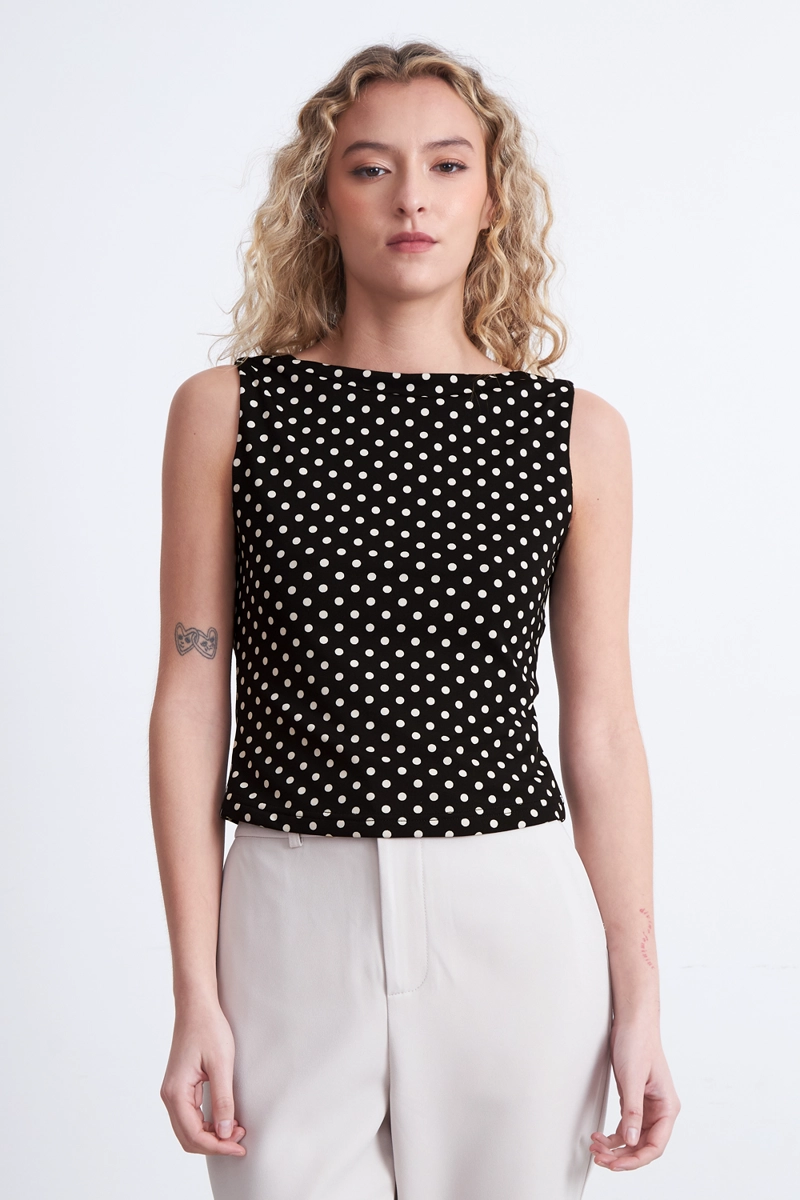 TOP CUELLO BOTE ESPALDA DRAPEADA BLANCO NICOPOLY - 1