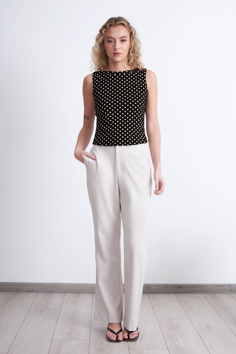 TOP CUELLO BOTE ESPALDA DRAPEADA BLANCO NICOPOLY - 2