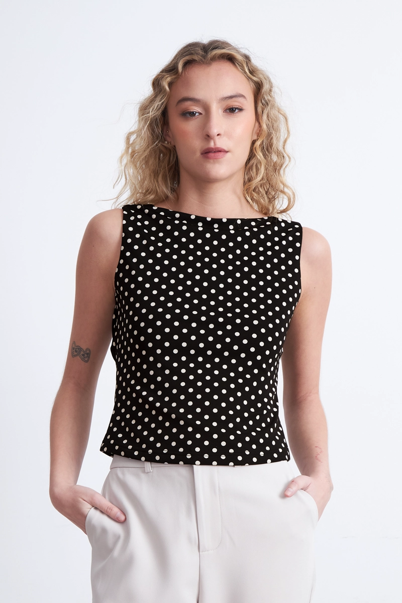 TOP CUELLO BOTE ESPALDA DRAPEADA BLANCO NICOPOLY - 6