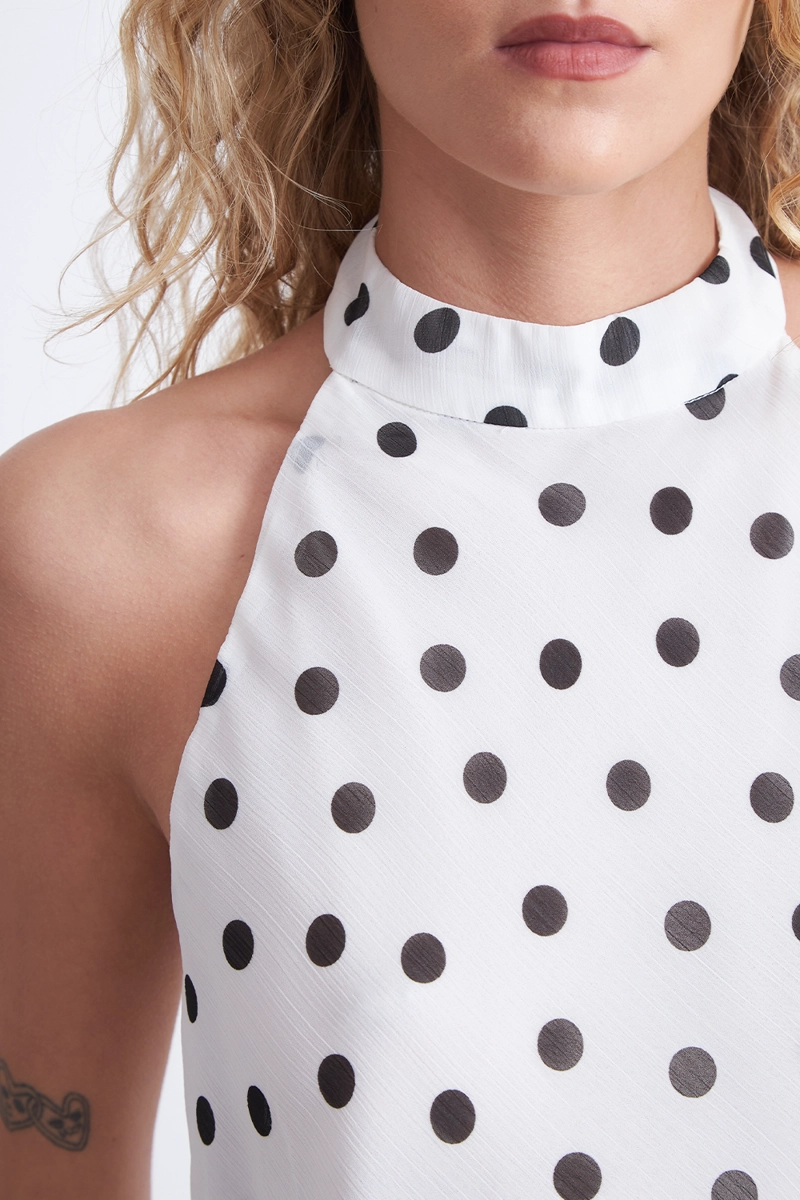 BLUSA HALTER LUNARES BLANCO MUJER NICOPOLY - 7