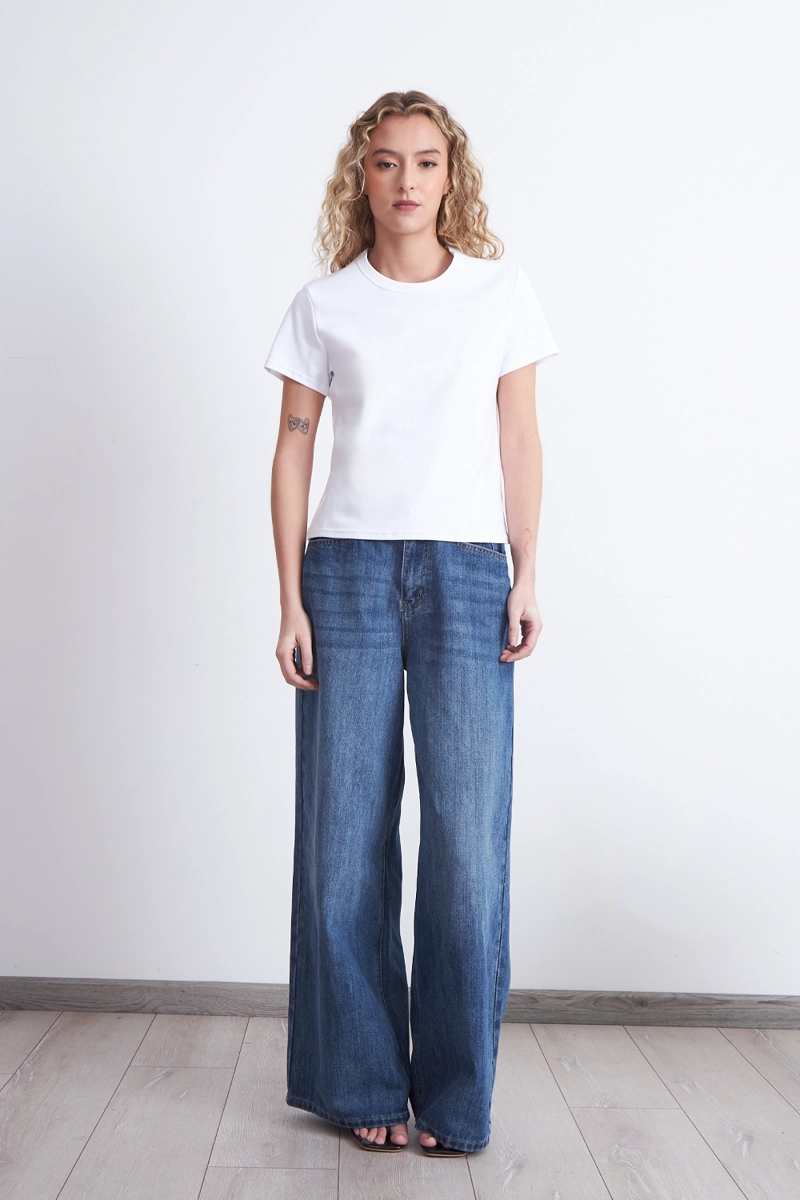 POLERA CUELLO REDONDO MANGA CORTA BLANCO MUJER NICOPOLY - 2