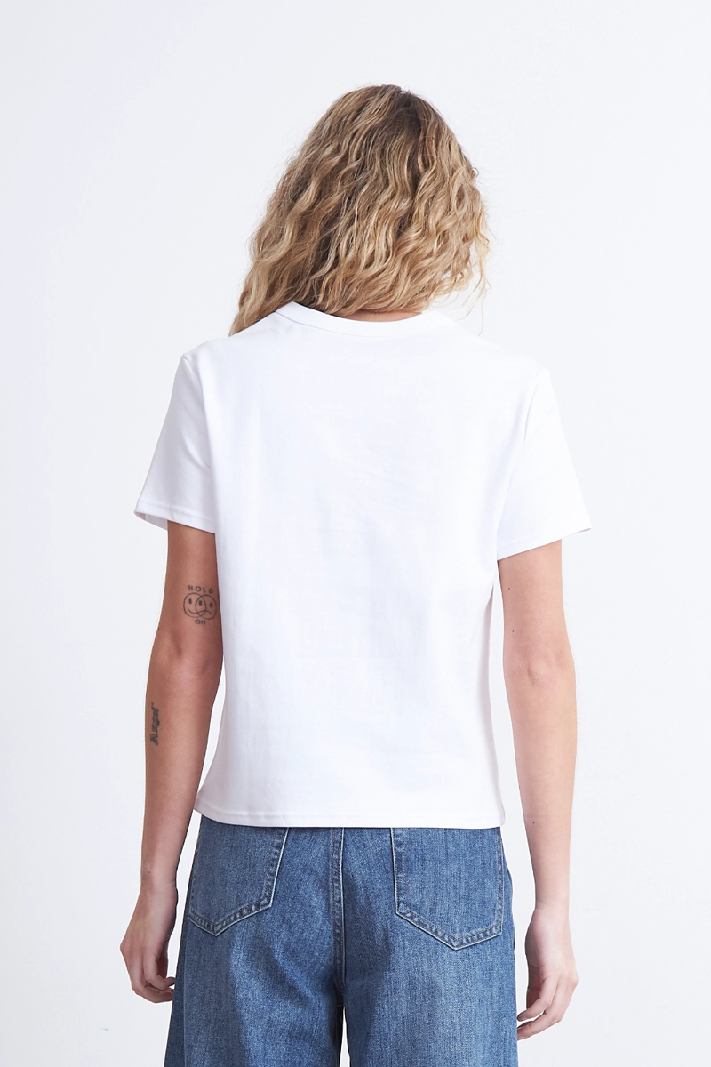 POLERA CUELLO REDONDO MANGA CORTA BLANCO MUJER NICOPOLY - 4