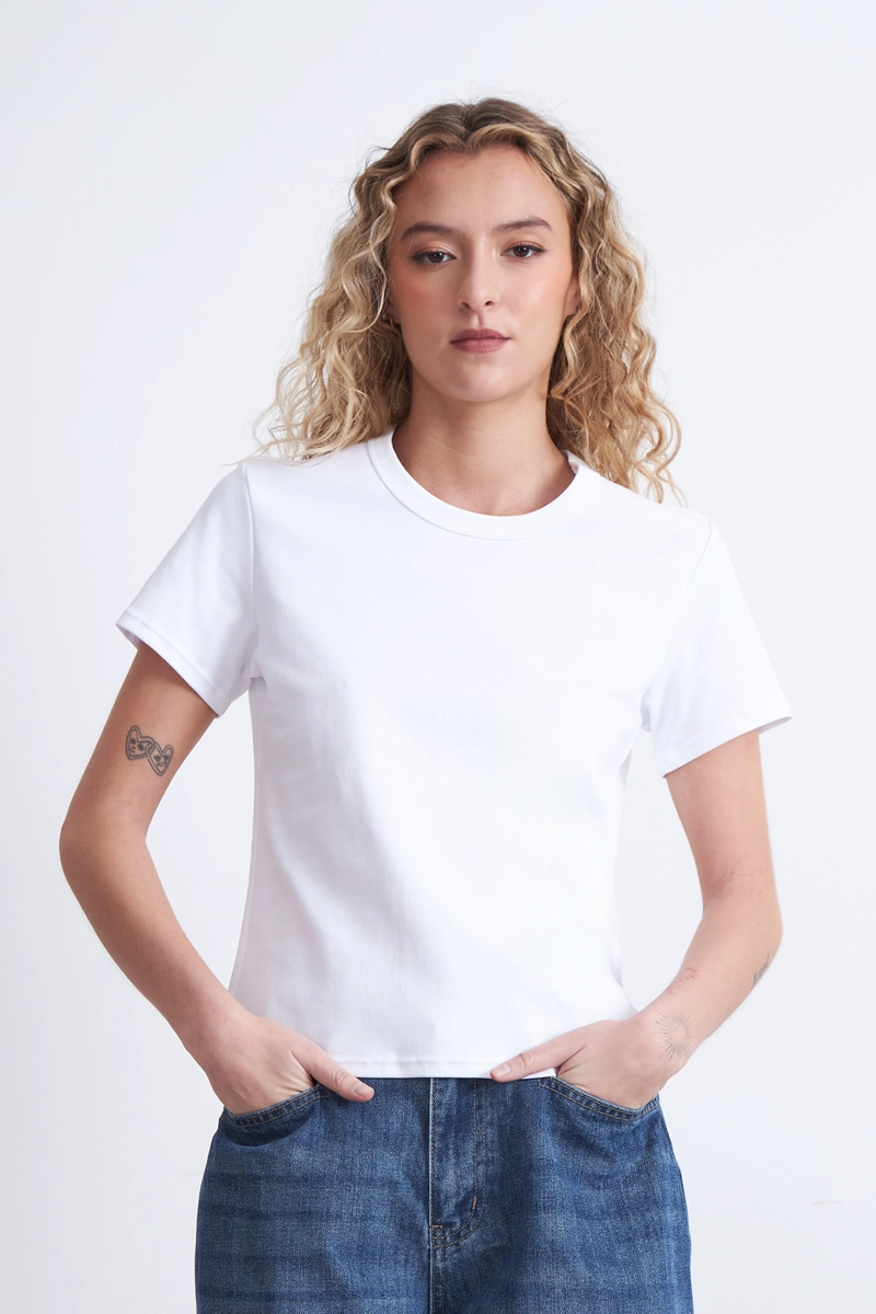 POLERA CUELLO REDONDO MANGA CORTA BLANCO MUJER NICOPOLY - 6