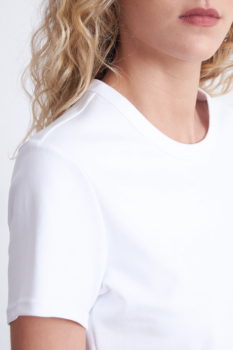 POLERA CUELLO REDONDO MANGA CORTA BLANCO MUJER NICOPOLY - 7