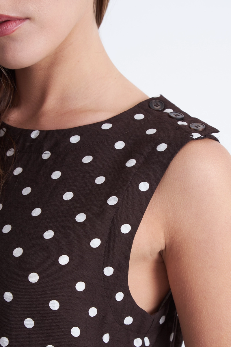 TOP / BLUSA LUNARES CON BOTONES CAFE MUJER NICOPOLY - 7