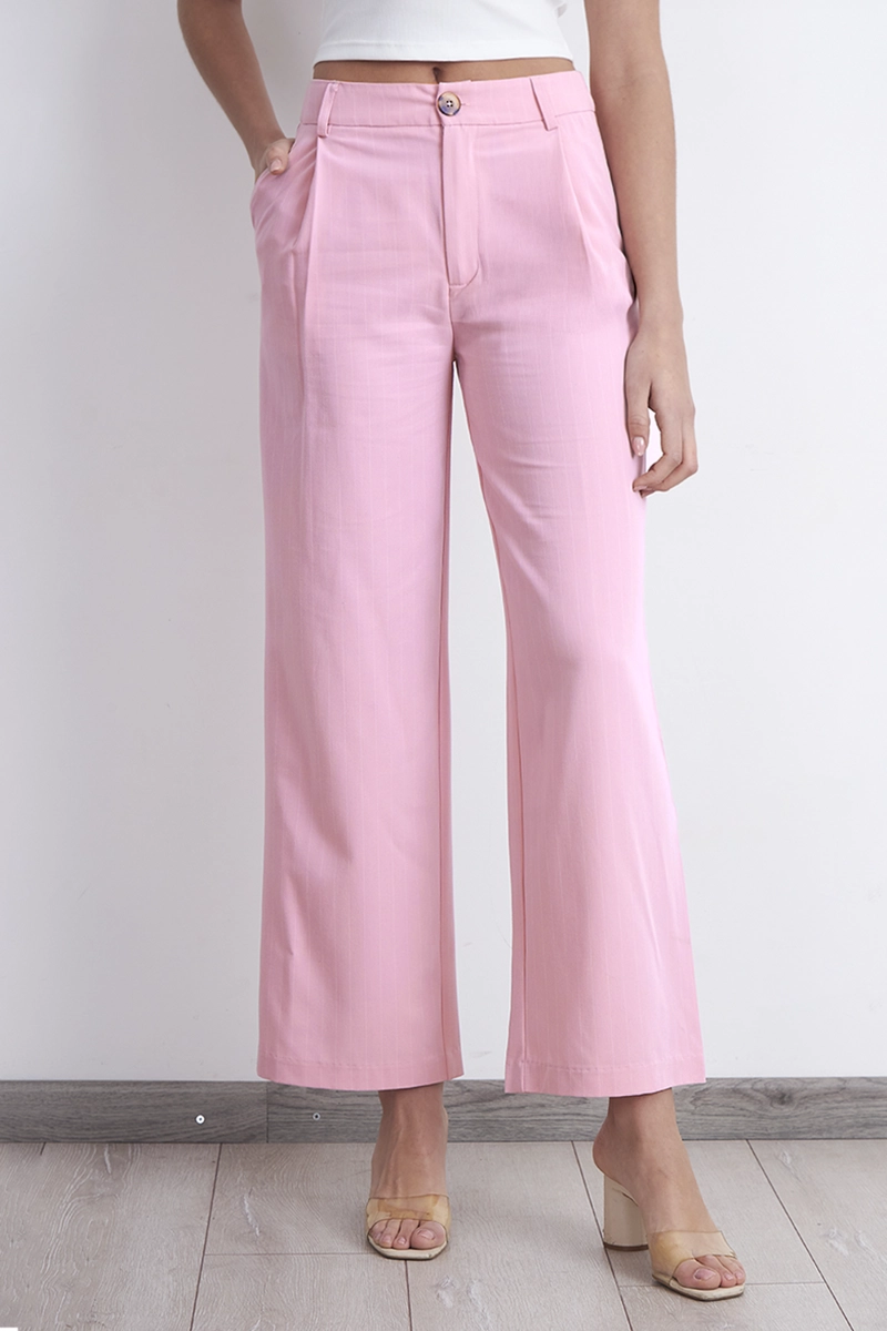 PANTALON DE PIERNA RECTA RAYA DIPLOMATICA ROSADO MUJER NICOPOLY - 1