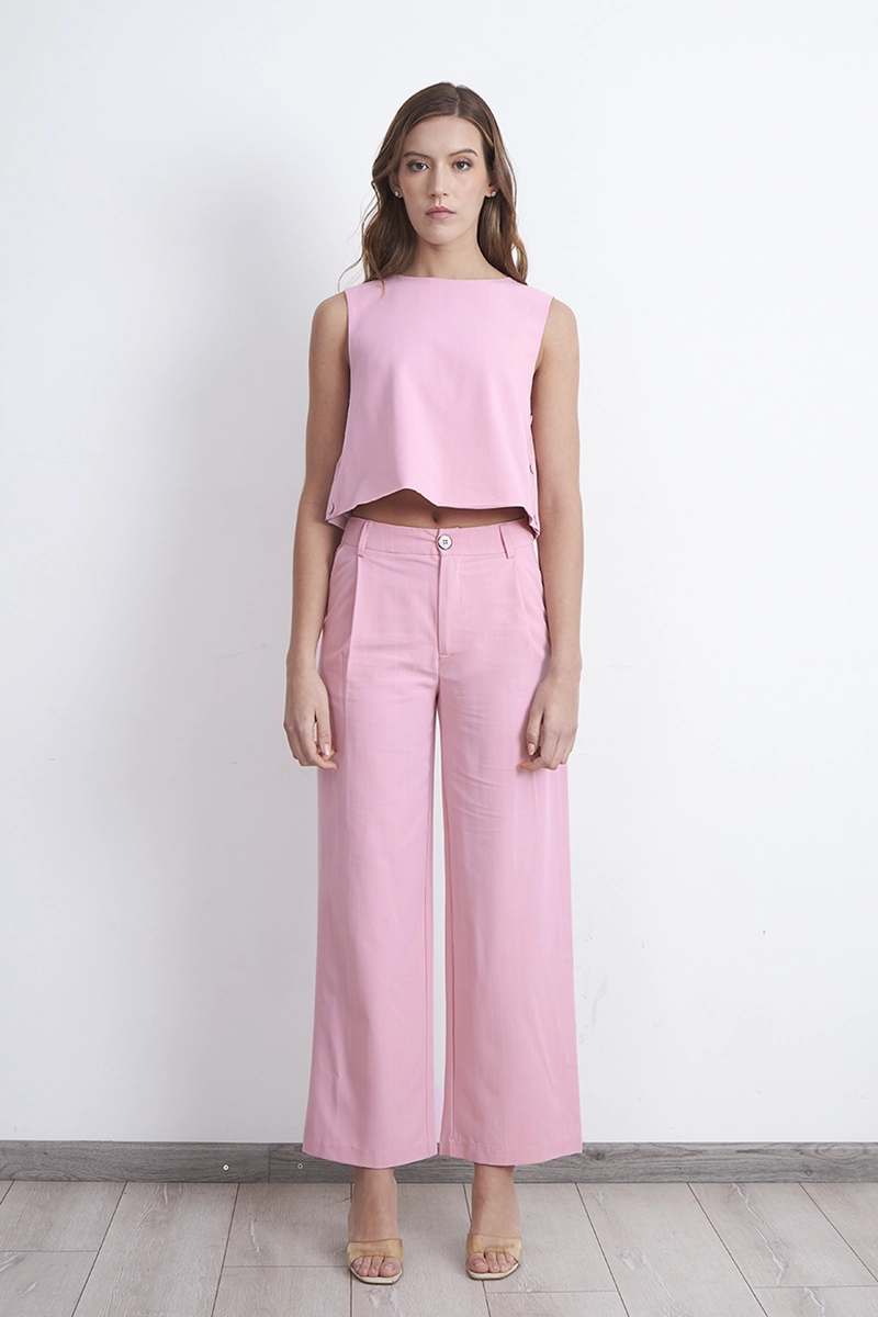 PANTALON DE PIERNA RECTA RAYA DIPLOMATICA ROSADO MUJER NICOPOLY - 2