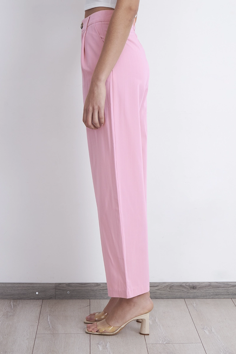 PANTALON DE PIERNA RECTA RAYA DIPLOMATICA ROSADO MUJER NICOPOLY - 3