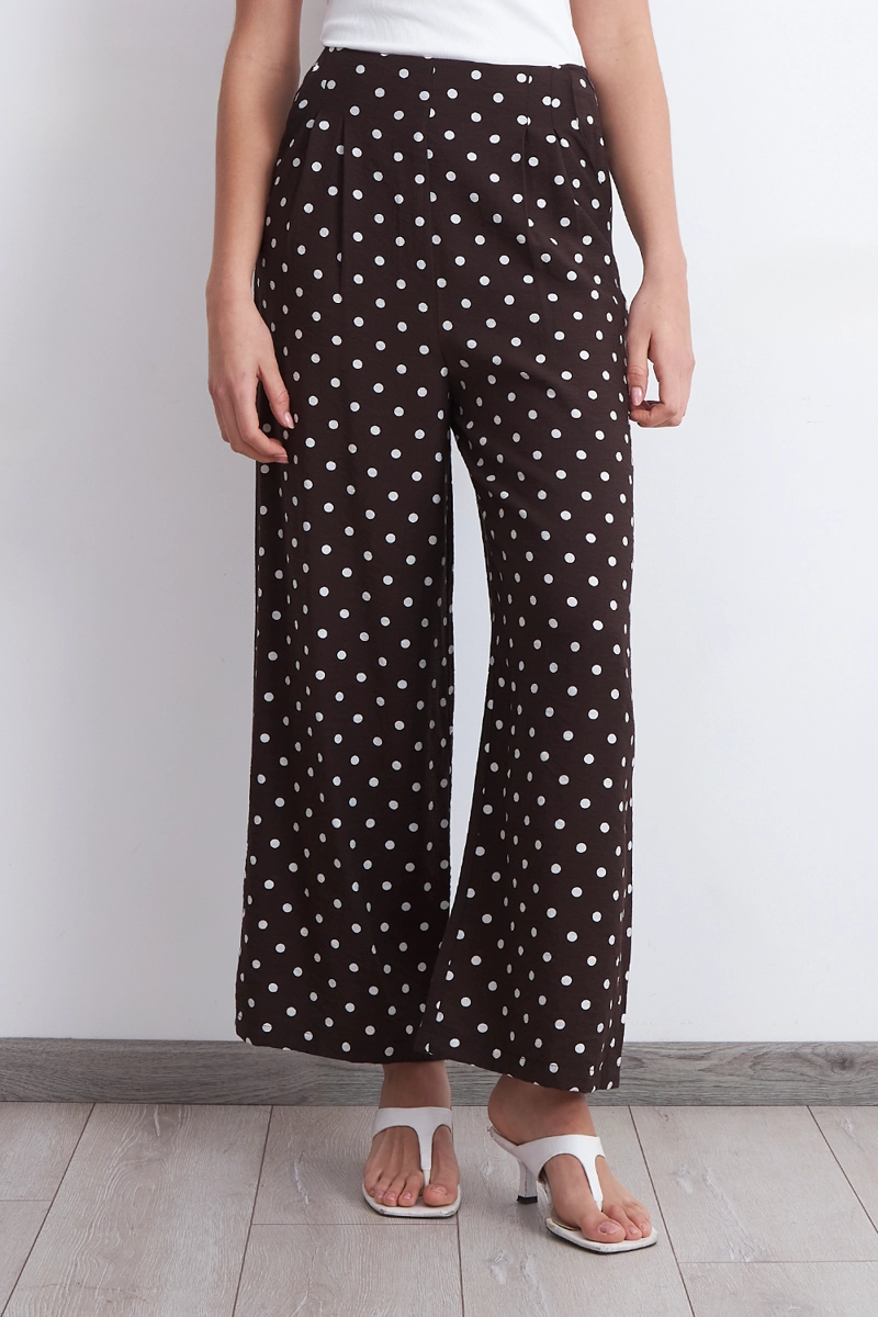 PANTALON RECTOS PUNTOS CAFE MUJER NICOPOLY - 1