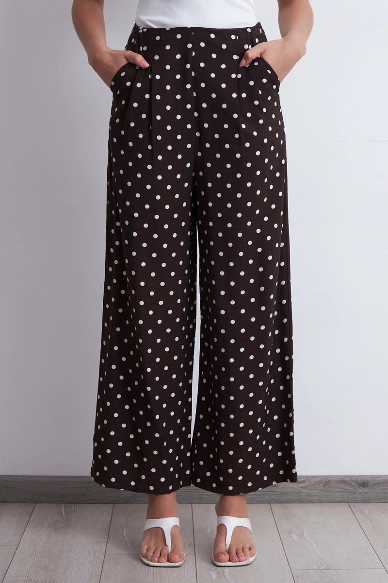 PANTALON RECTOS PUNTOS CAFE MUJER NICOPOLY - 6