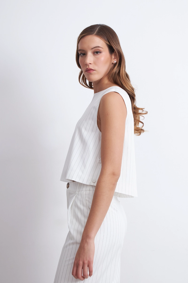 TOP RAYAS DIPLOMATICAS VERTICALES BLANCO MUJER NICOPOLY - 3