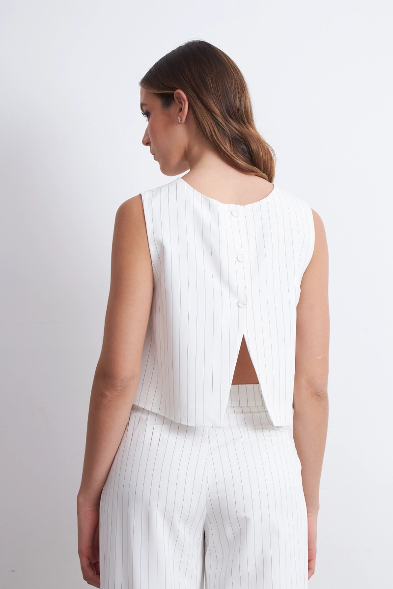 TOP RAYAS DIPLOMATICAS VERTICALES BLANCO MUJER NICOPOLY - 4