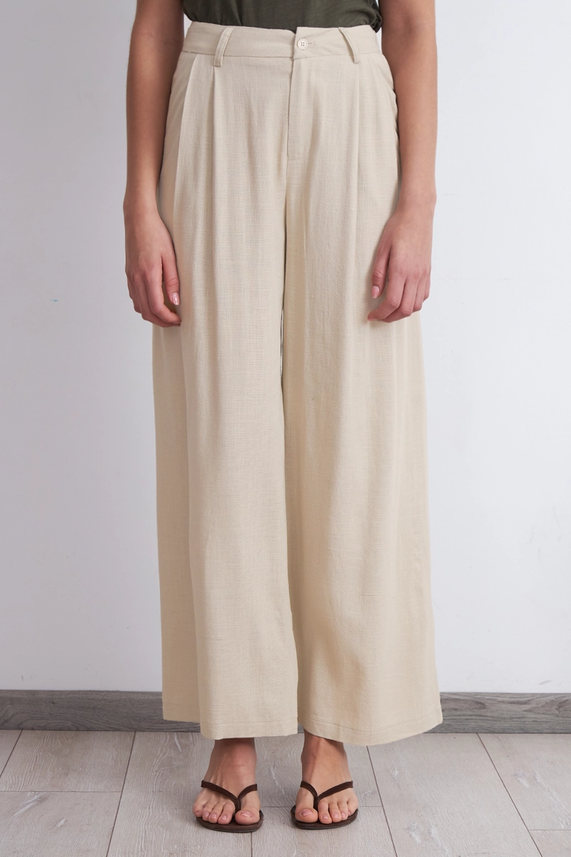 PANTALON TEXTURA LINO BEIGE MUJER NICOPOLY - 6