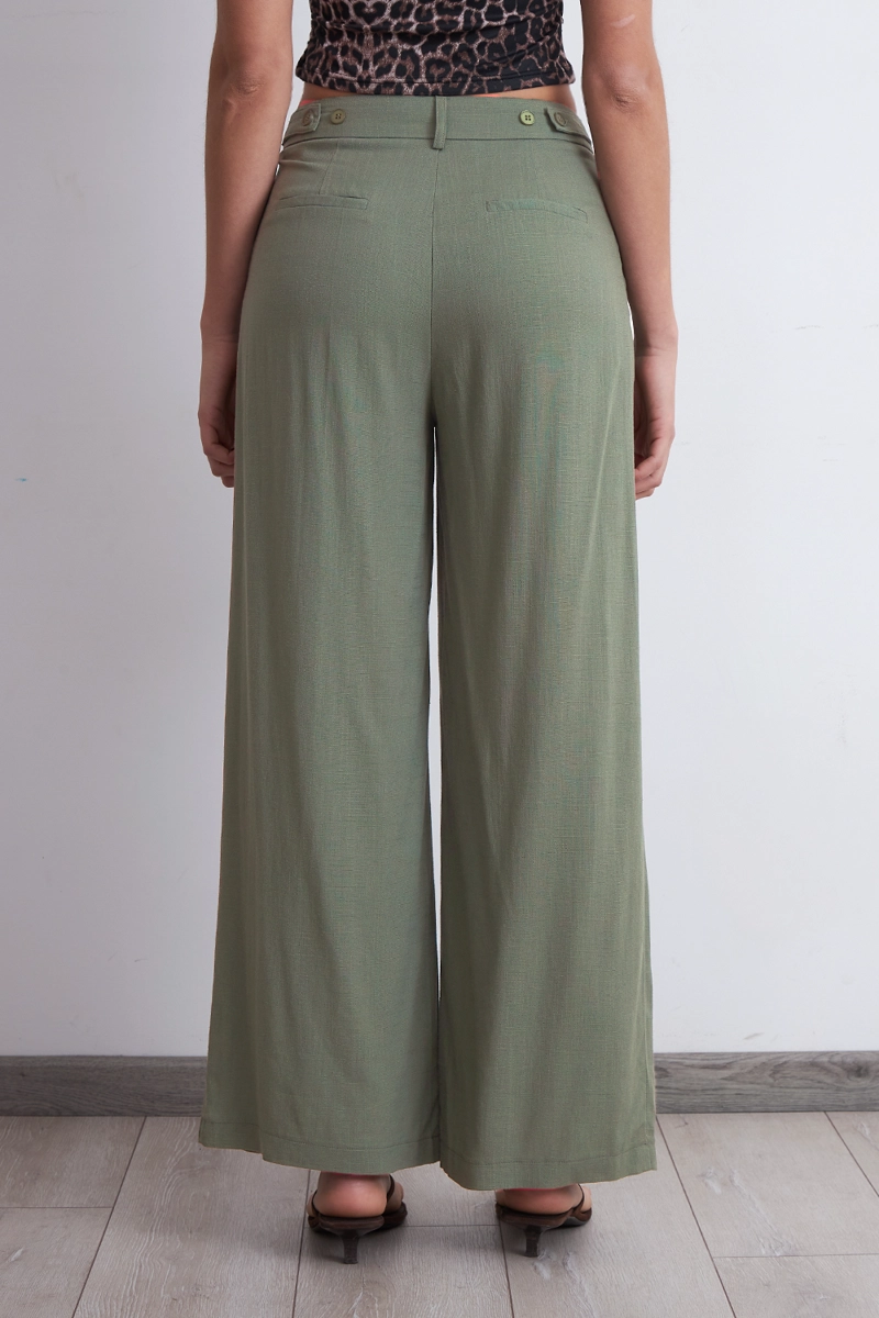 PANTALON TEXTURA LINO OLIVA MUJER NICOPOLY - 4