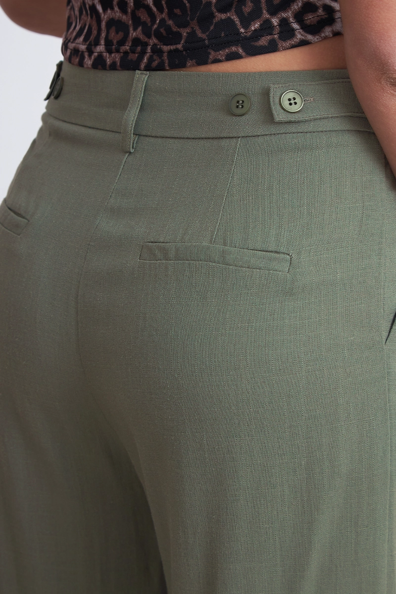 PANTALON TEXTURA LINO OLIVA MUJER NICOPOLY - 7