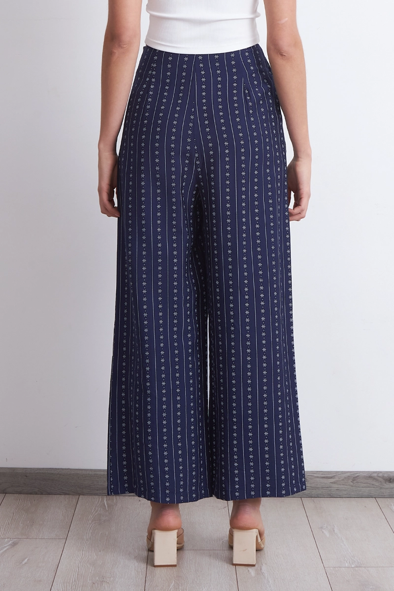 PANTALON PATRON FLORAL AZUL MARINO MUJER NICOPOLY - 4