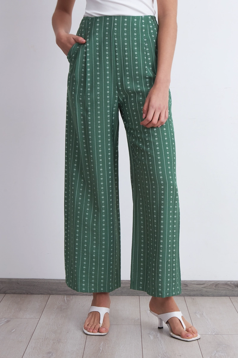 PANTALON PATRON FLORAL VERDE MUJER NICOPOLY - 1