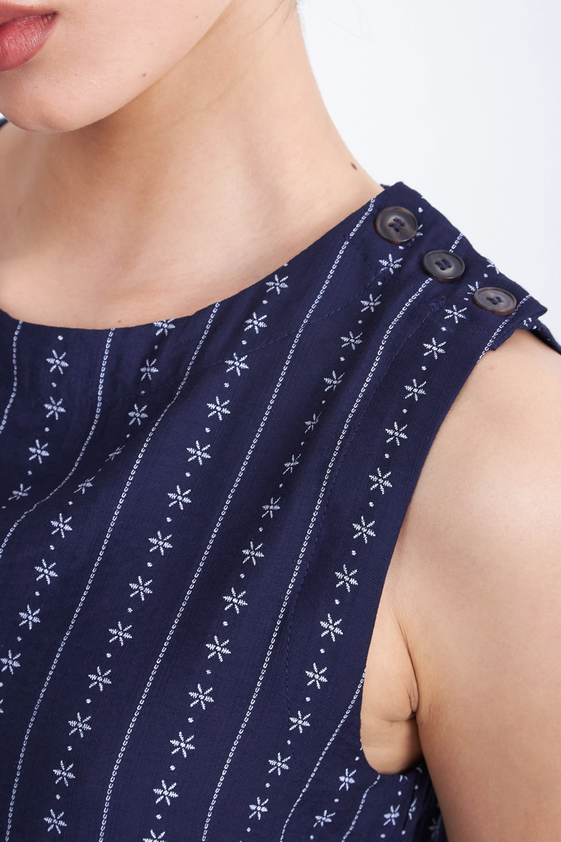 TOP / BLUSA PATRON FLORAL AZUL MARINO MUJER NICOPOLY - 7