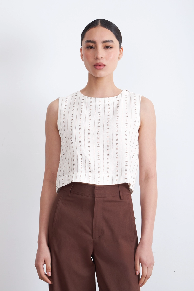 TOP / BLUSA PATRON FLORAL BLANCO MUJER NICOPOLY - 1