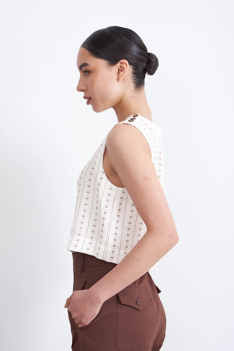 TOP / BLUSA PATRON FLORAL BLANCO MUJER NICOPOLY - 3