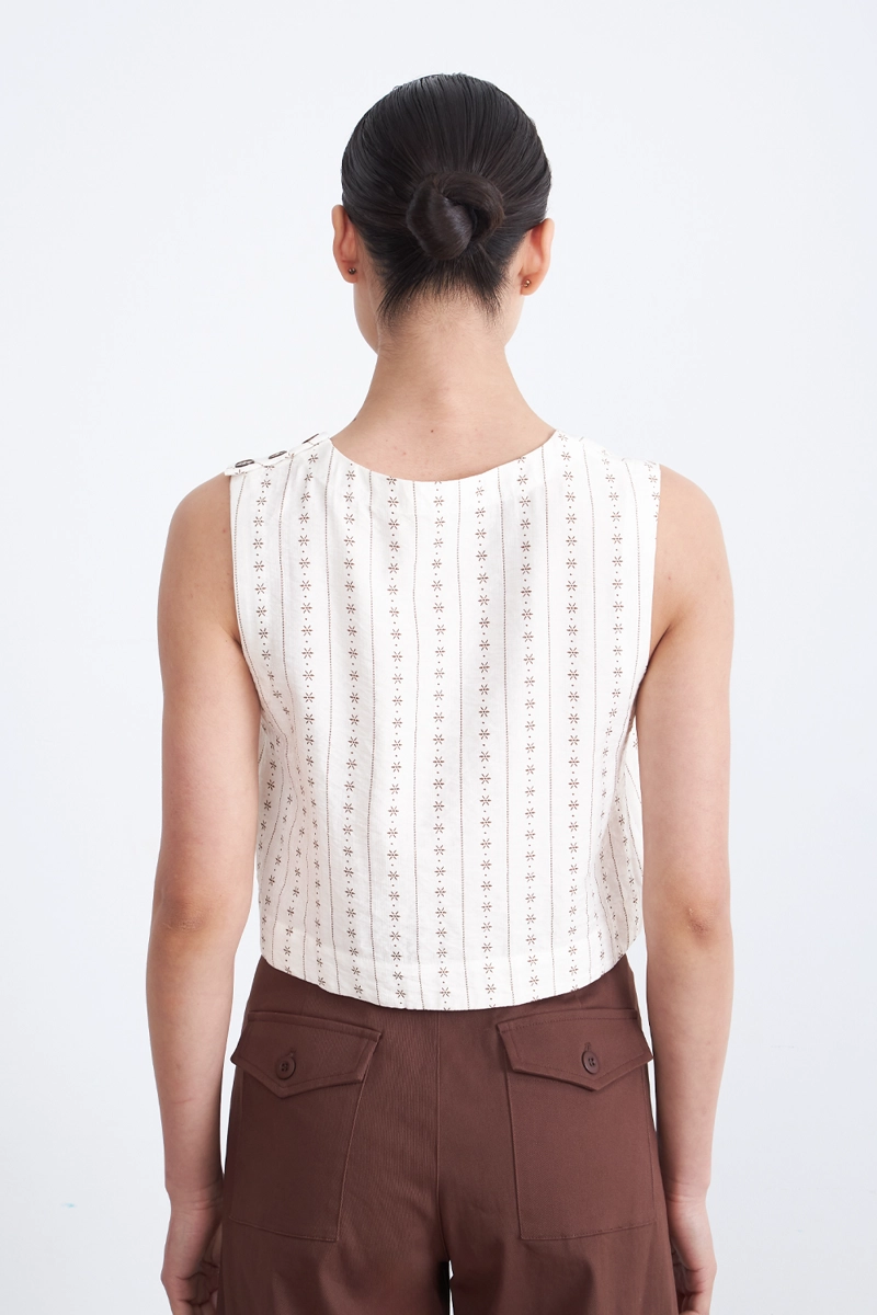 TOP / BLUSA PATRON FLORAL BLANCO MUJER NICOPOLY - 4