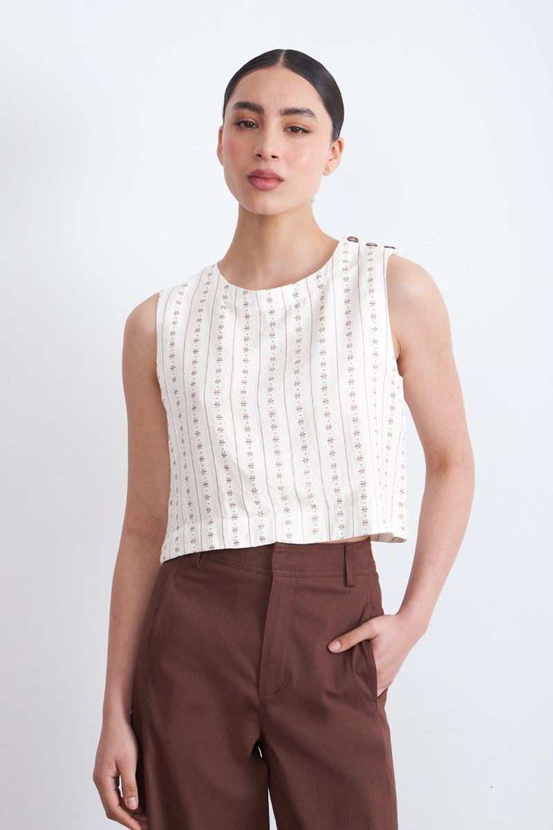TOP / BLUSA PATRON FLORAL BLANCO MUJER NICOPOLY - 6