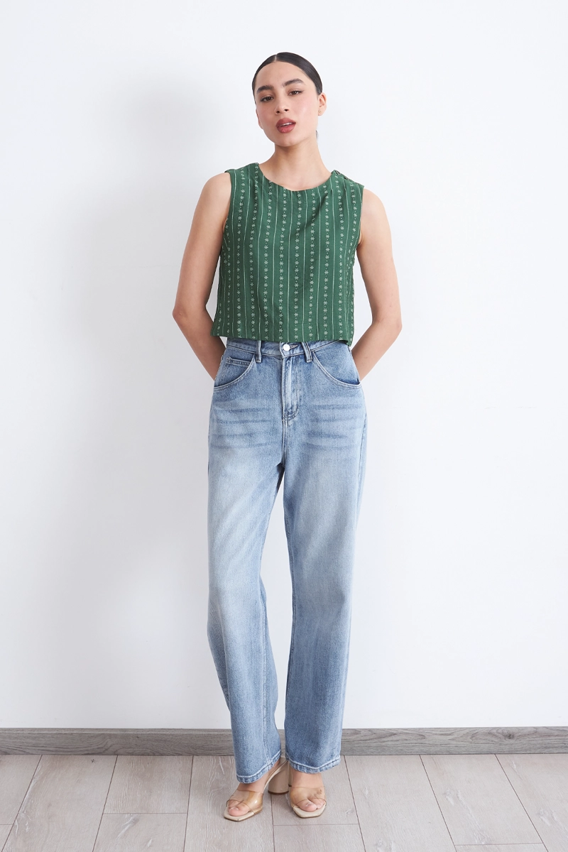 TOP / BLUSA PATRON FLORAL VERDE MUJER NICOPOLY - 1