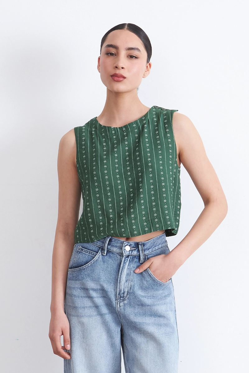 TOP / BLUSA PATRON FLORAL VERDE MUJER NICOPOLY - 2