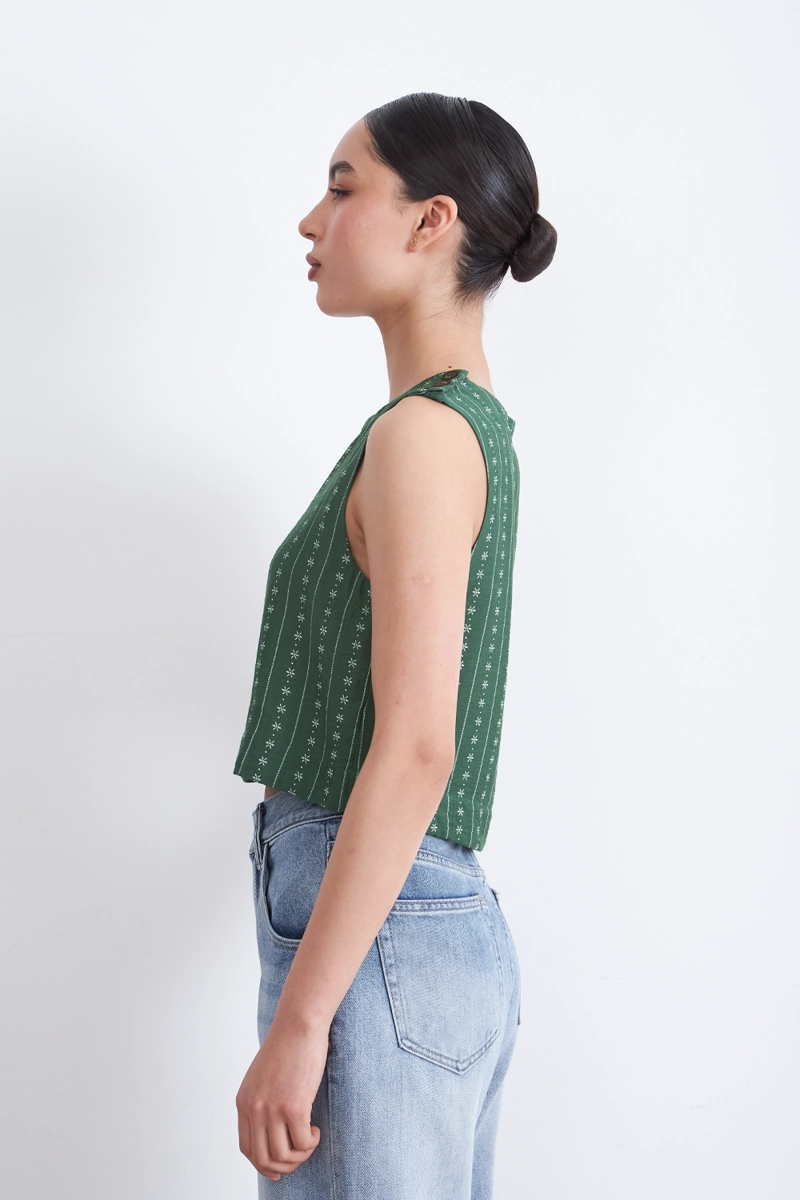 TOP / BLUSA PATRON FLORAL VERDE MUJER NICOPOLY - 3