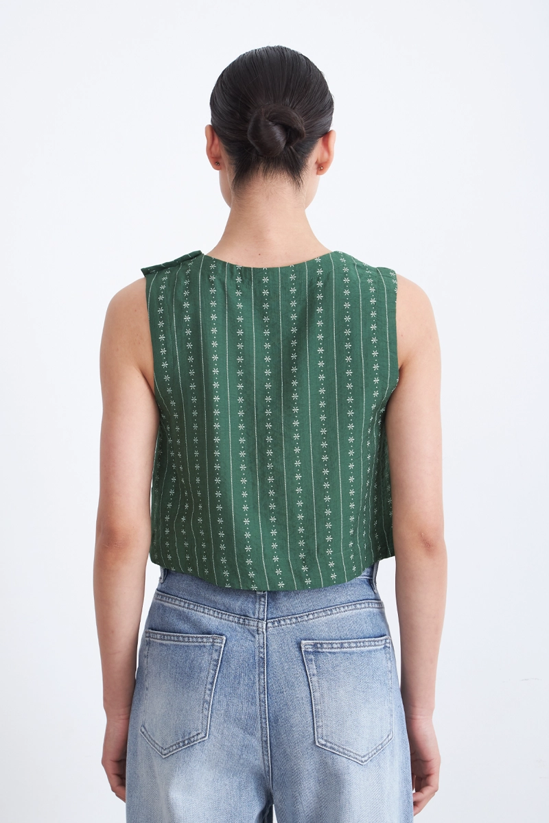 TOP / BLUSA PATRON FLORAL VERDE MUJER NICOPOLY - 4