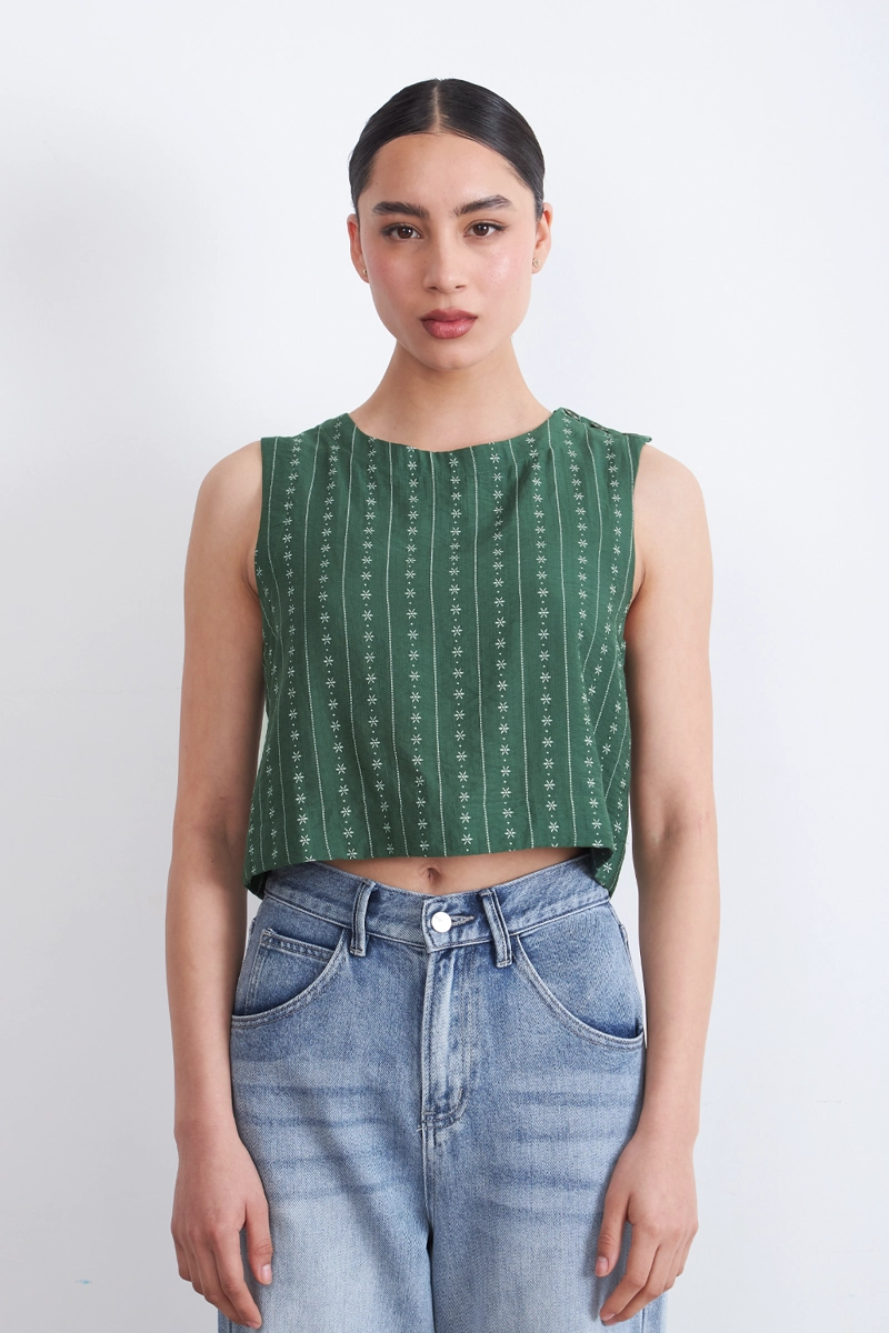 TOP / BLUSA PATRON FLORAL VERDE MUJER NICOPOLY - 6