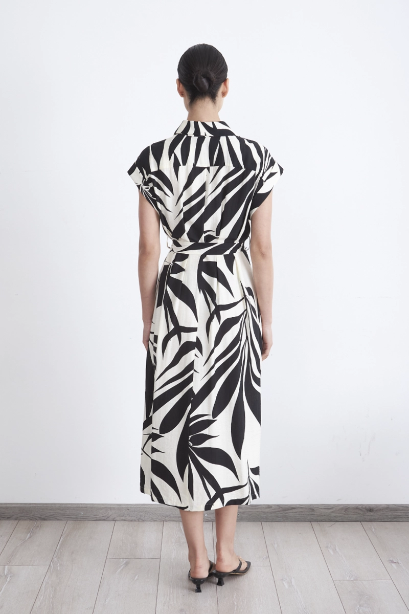 VESTIDO CUELLO CAMISERO CINTURON NEGRO MUJER NICOPOLY - 4