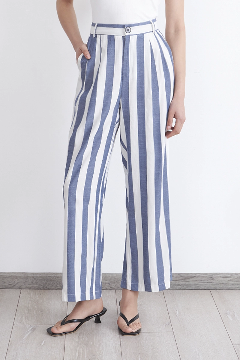 PANTALON RAYAS VERTICALES AZUL MARINO MUJER NICOPOLY - 1