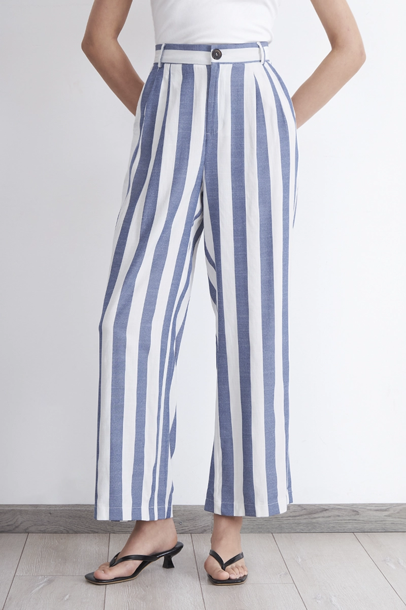 PANTALON RAYAS VERTICALES AZUL MARINO MUJER NICOPOLY - 6