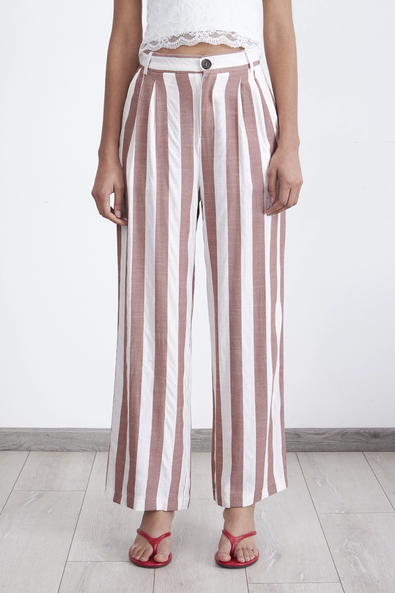 PANTALON RAYAS VERTICALES ROSADO MUJER NICOPOLY - 1