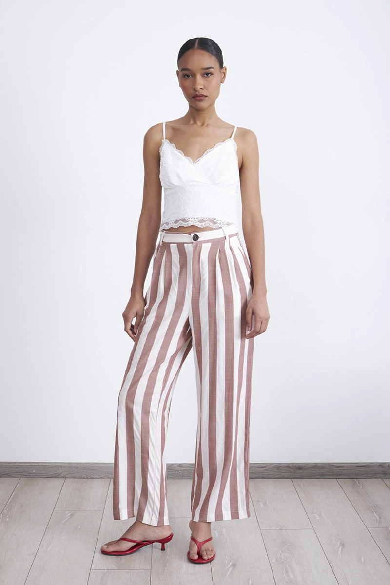 PANTALON RAYAS VERTICALES ROSADO MUJER NICOPOLY - 2