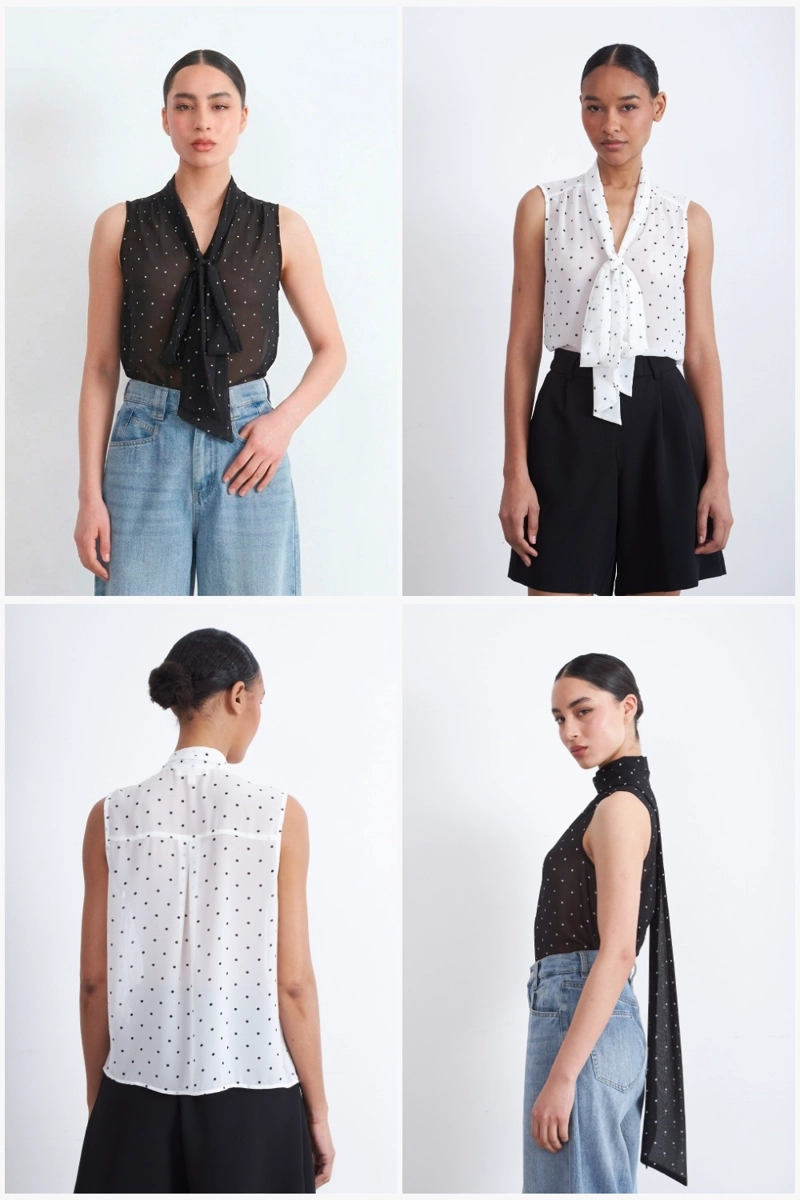 BLUSA PUNTOS CORBATIN NEGRO NICOPOLY - 5