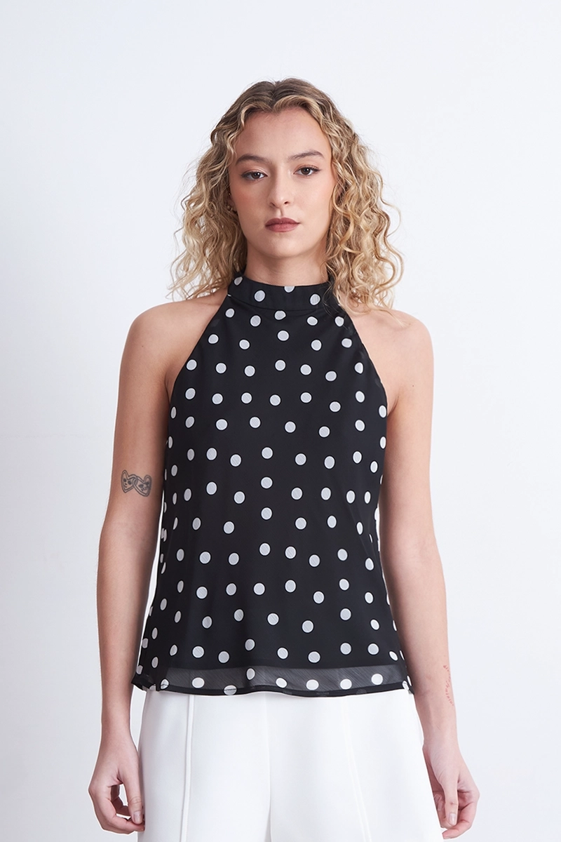 BLUSA HALTER LUNARES NEGRO NICOPOLY - 1