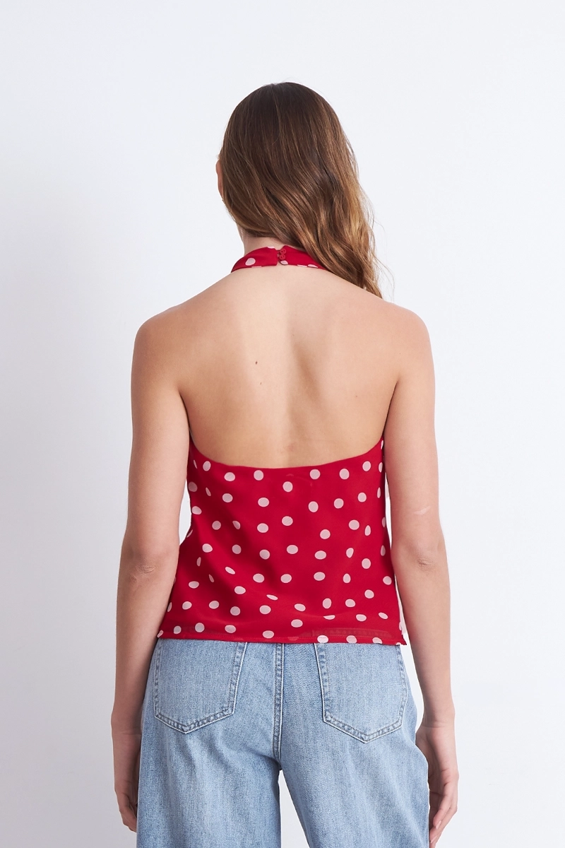 BLUSA HALTER LUNARES ROJO NICOPOLY - 4