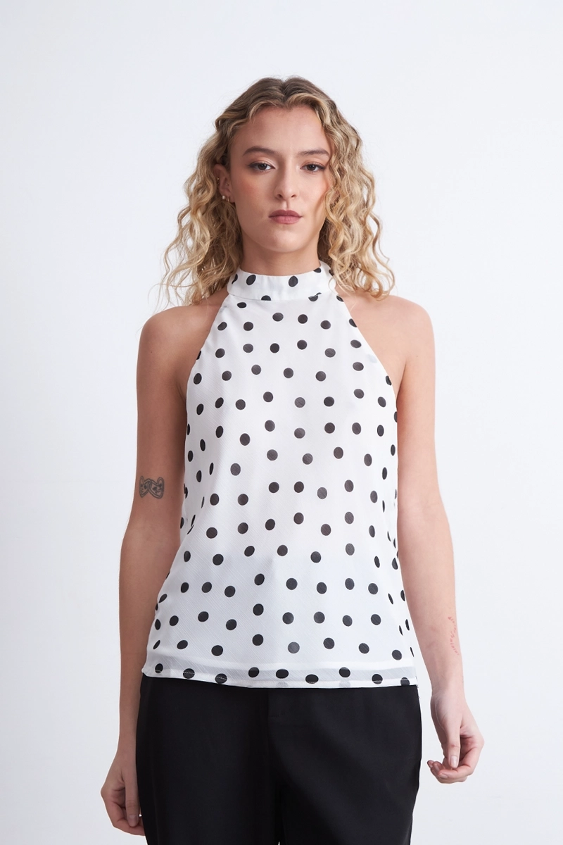 BLUSA HALTER LUNARES BLANCO NICOPOLY M