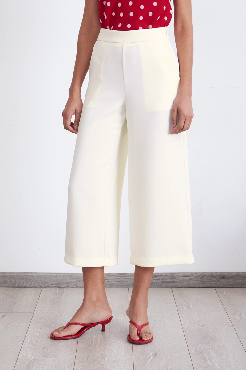 PANTALON WIDE LEG CROP BLANCO NICOPOLY - 1