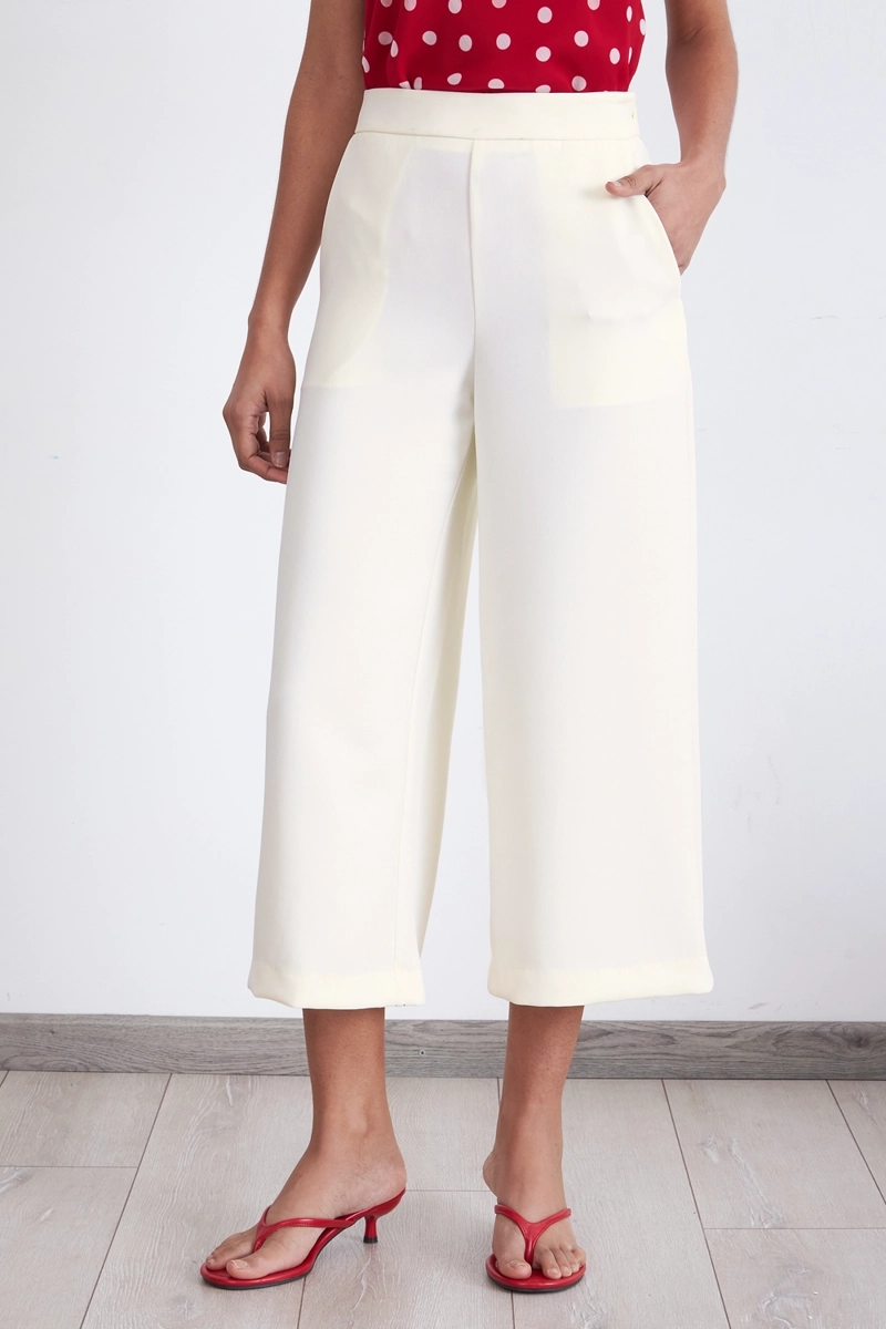 PANTALON WIDE LEG CROP BLANCO NICOPOLY - 6