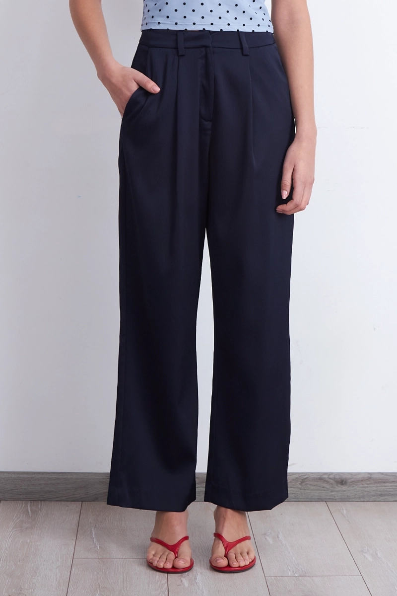 PANTALON SATINADO AZUL MARINO NICOPOLY L