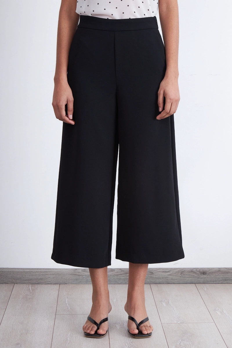 PANTALON WIDE LEG CROP NEGRO NICOPOLY - 1