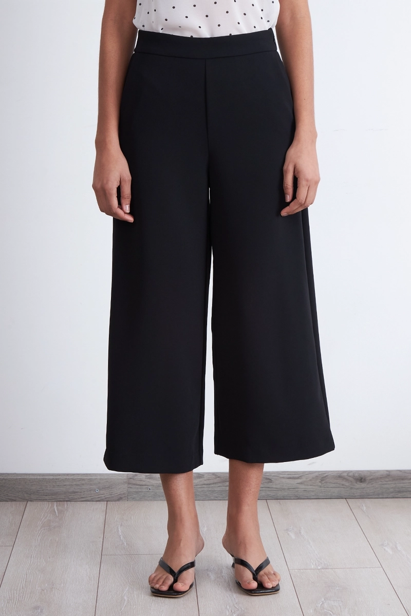PANTALON WIDE LEG CROP NEGRO NICOPOLY - 6