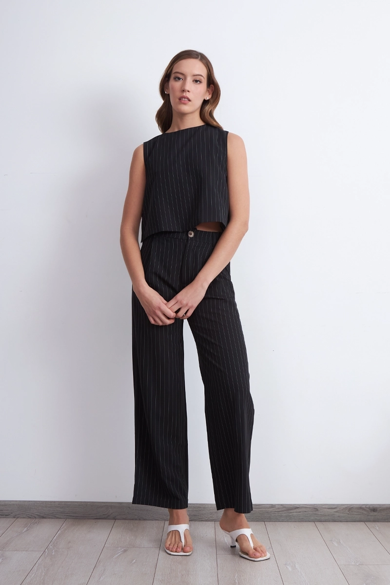 TOP RAYAS DIPLOMATICAS VERTICALES NEGRO MUJER NICOPOLY - 1