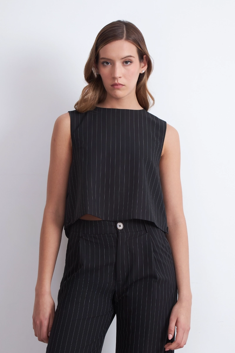 TOP RAYAS DIPLOMATICAS VERTICALES NEGRO MUJER NICOPOLY - 2